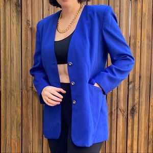 VINTAGE Oleg Cassini Azure Blue Blazer XS-L
